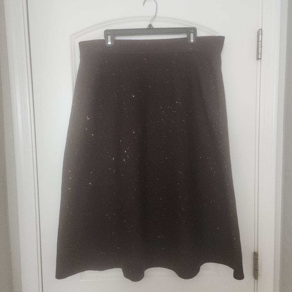Midi A-Line Knit Skirt with Sequins - Picture 2 of 4